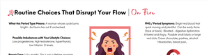 Chart detailing routine choices that disrupt a woman's flow